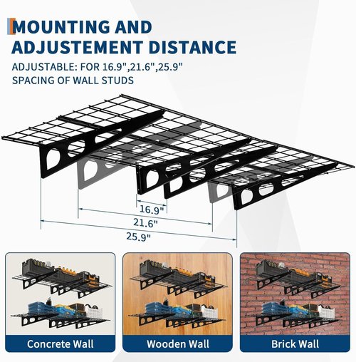 Heavy Duty Wall Shelves by [Brand Name] - 2 Pack 2x6 FT Adjustable Garage Storage | 1600 LBS Capacity, Black
