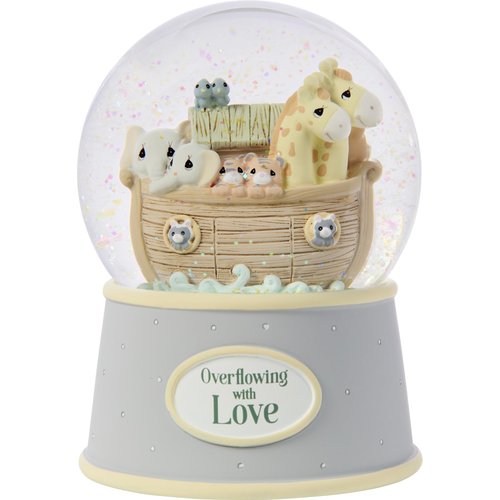 Precious Moments "Overflowing with Love" Noah's Ark Inspired Musical Resin Snow Globe, Sentimental Nursery Décor, Ideal Baby Shower or Holiday Figurine Gift, 173432