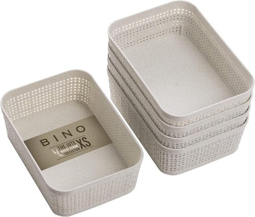 BINO Woven Plastic Basket - XS Natural, 5-Pack | Stylish Home Organization & Space-Saving Storage