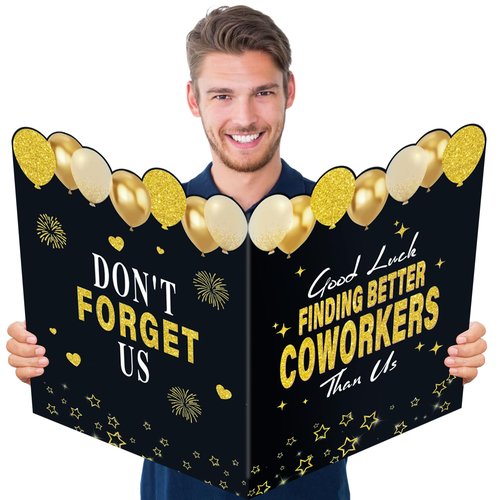 Large Good Luck Finding Better Coworkers Than Us Farewell Greeting Card，Black Gold Jumbo We Will Miss You Goodbye Good Luck Retirement Going Away Card for Coworker Friend，Gifts for Colleague Leaving