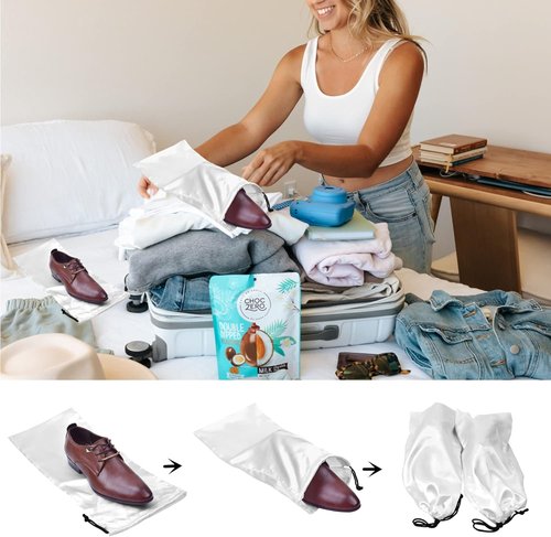 GONGKANGYUAN Travel Shoe Bags - 4 Pack Satin Fabric with Drawstring for Men & Women - Protect & Store Shoes