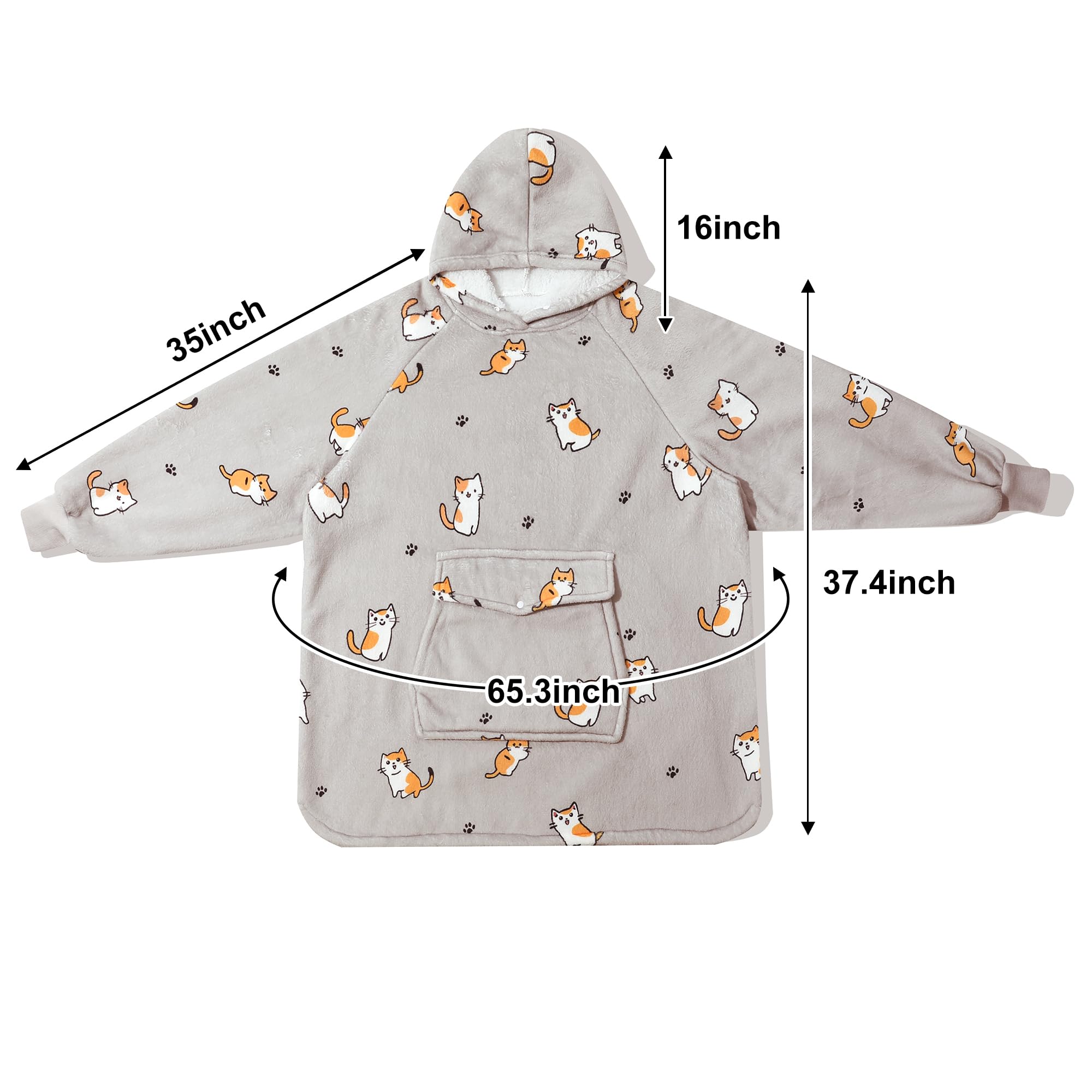 Krifey Wearable Blanket Hoodie, Oversized Sherpa Hooded Blanket for Adults