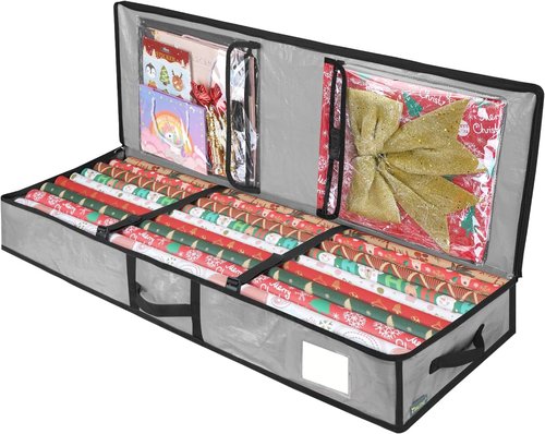 Baleine Soft Christmas Wrapping Paper Storage Bag - Organizer for Easy Holiday Gift Wrapping