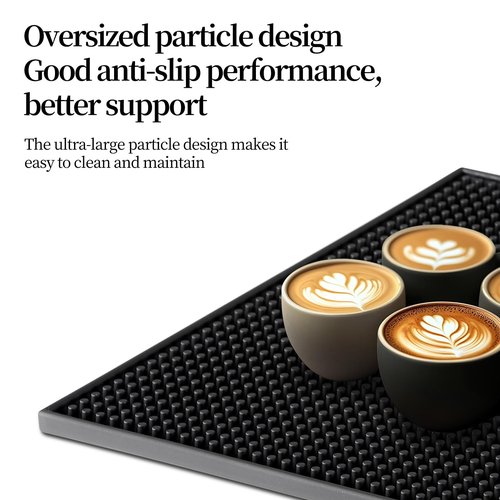 Bar Mats 18"x12" 6 Pack Black, Countertop Coffee Mat for Home Bar, Service Spill Mat for Cocktail Bartender Kitchen, PVC Counter Top Cup Glasses Dish Drying Mat, Hairdressing Tool Protective pad