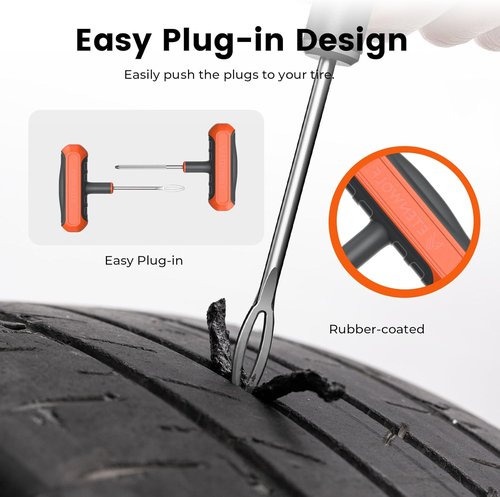 ETENWOLF Tire Repair Kit - 16-Piece Heavy Duty Plug Set for Cars, Motorcycles, ATVs, Trucks | Vivid Orange