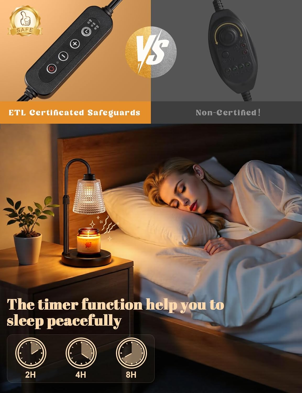 Skiennix Candle Warmer Lamp - Dimmable & Adjustable Height | Perfect for Jar Candles & Wax Melts