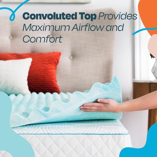 Linenspa Gel Memory Foam Mattress Topper - Reversible Egg Crate Design for Comfort - California King Size