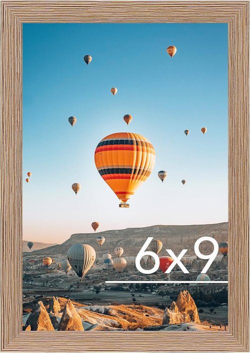 JCJMY 6x9 Picture Frame - Rustic Brown Wall Mounting for Horizontal or Vertical Display | Perfect for 6x9 Photos
