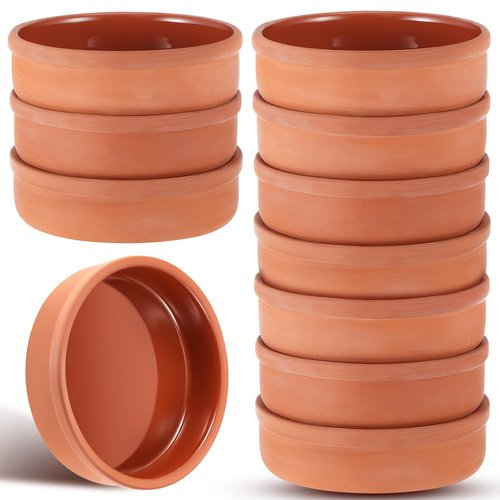 Teenyyou 10 Pcs Mexican Clay Cookware Set 5''x1.3'' Traditional Clay Pot for Cooking Oven Safe Earthenware Pot for Bean Birria Carnitas Mole Rice Cooker Day of the Dead Christmas Party Supply Gift