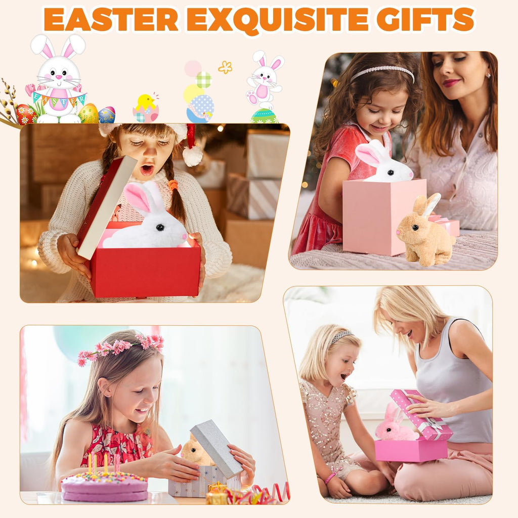 Vizela Realistic Rabbit Toy - Interactive Plush Bunny With Lifelike Movements | 7'' Brown Easter Gift