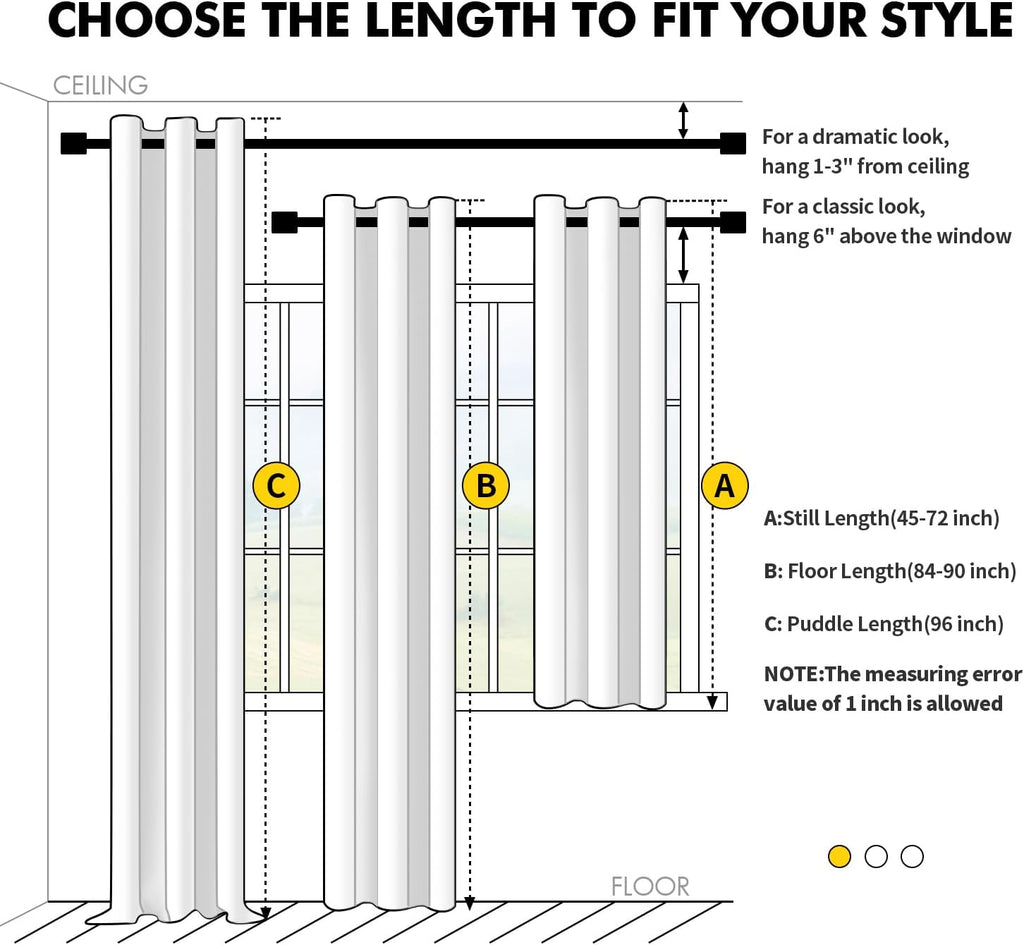 MIULEE Birch Blackout Curtains - Thermal Insulated Room Darkening Drapes | 63-Inch Grommet Panels