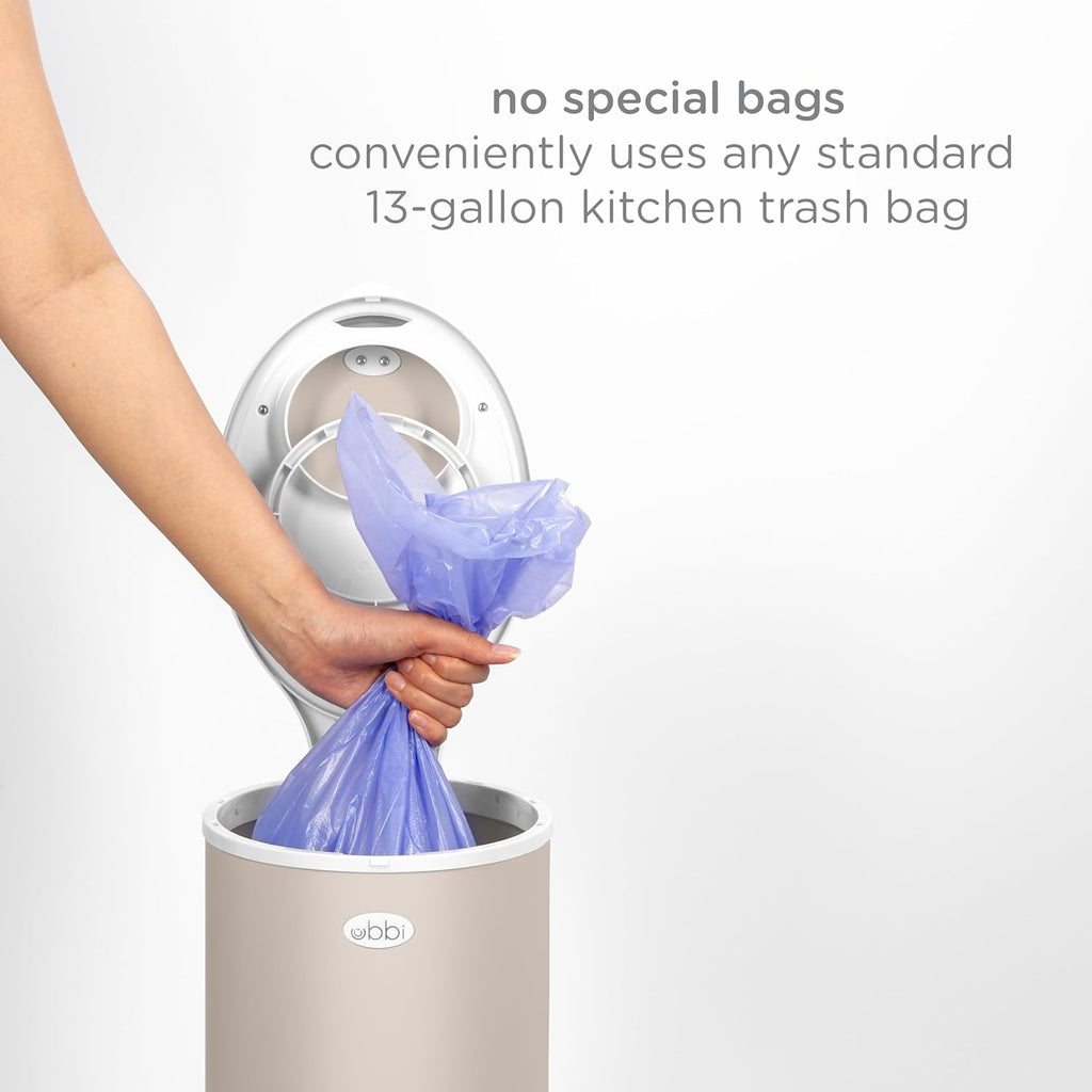 Ubbi Stainless Steel Diaper Pail - Odor Locking Design | No Special Bag Required, Taupe Finish