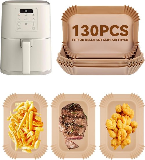 Bella 130PC Air Fryer Paper Liners - Non-Stick Disposable Parchment for 4Qt Slim Air Fryer