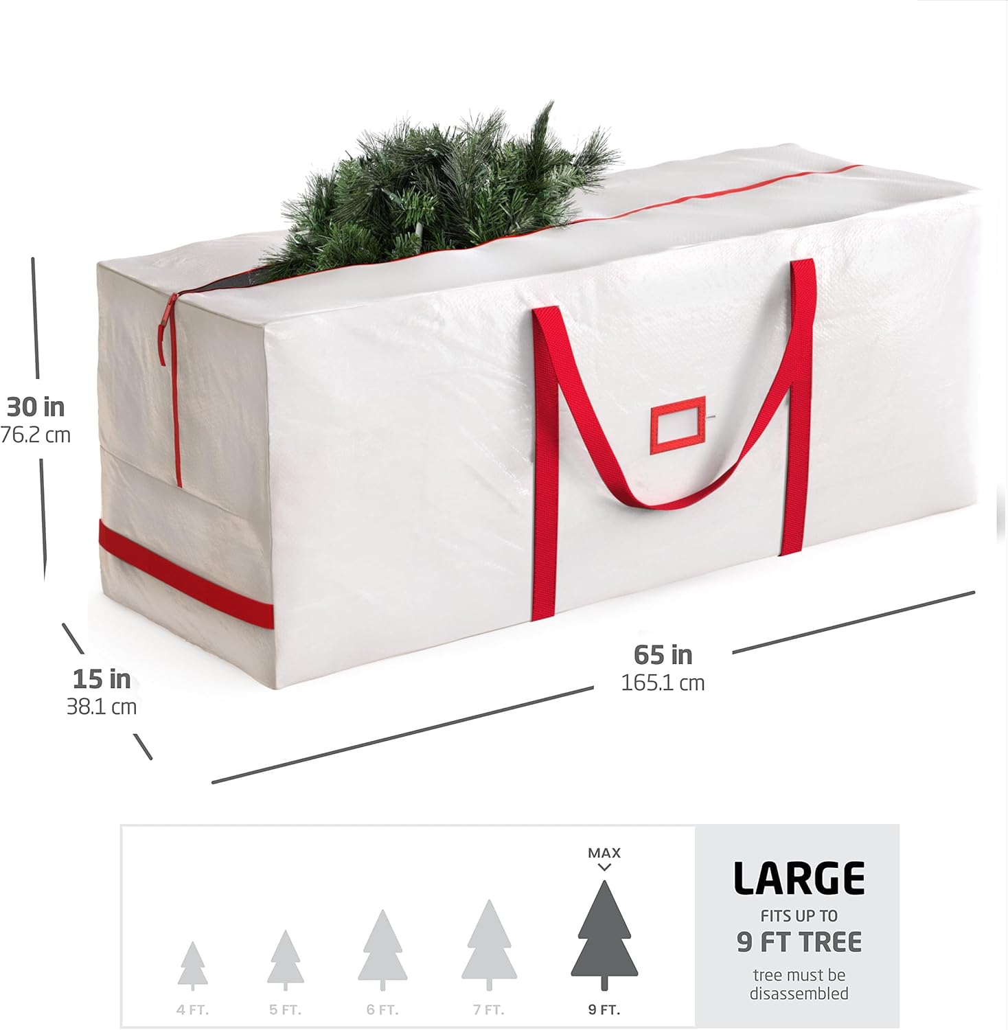 Zober Christmas Tree Storage Bag - Waterproof & Durable for 9 Ft Artificial Trees - White with Label Slot