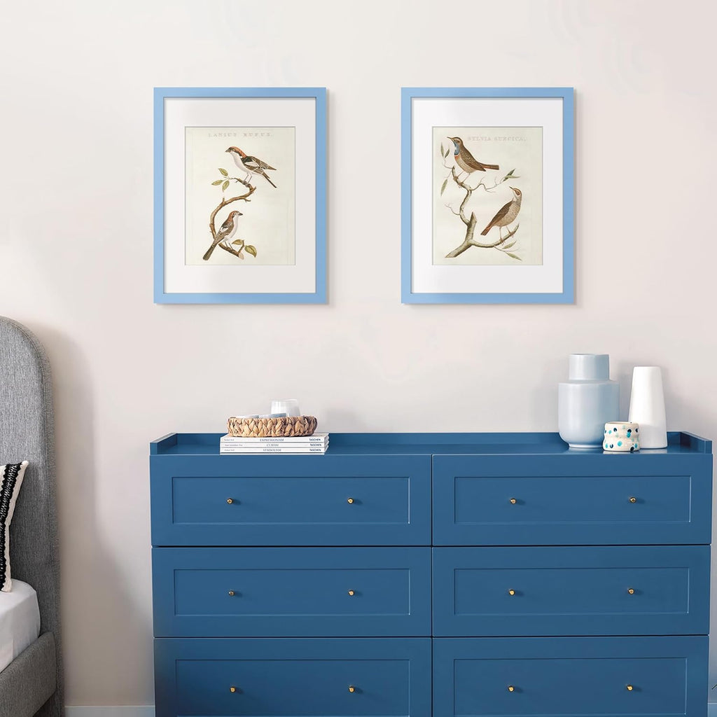 Upsimples 11x14 Picture Frame - Versatile Display for 8x10 Photos with Mat or 11x14 Without - Blue