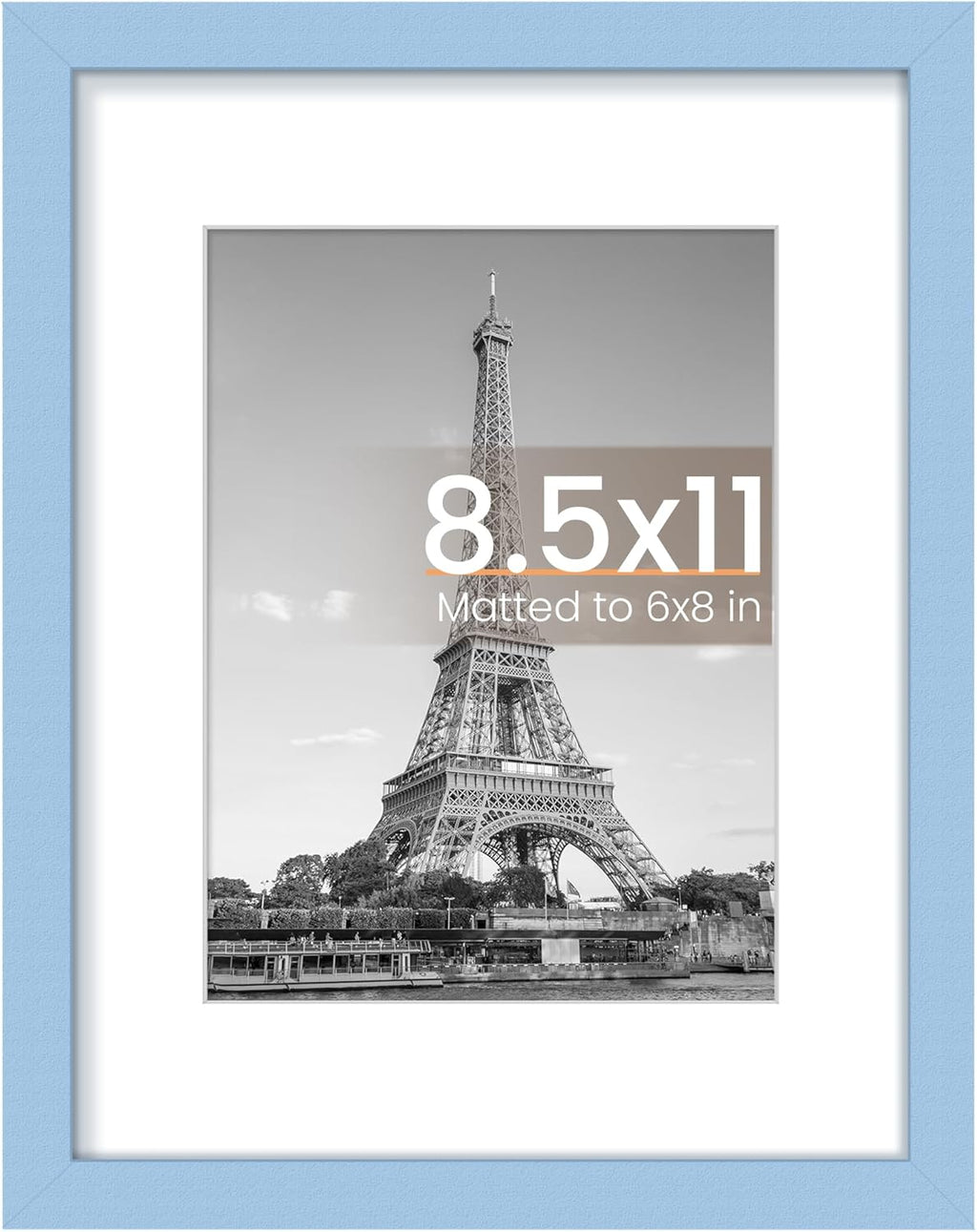Upsimples 8.5 x 11 Picture Frame - Versatile Display for 6x8 Photos with Mat or 8.5 x 11 Without - Blue, 1 Pack
