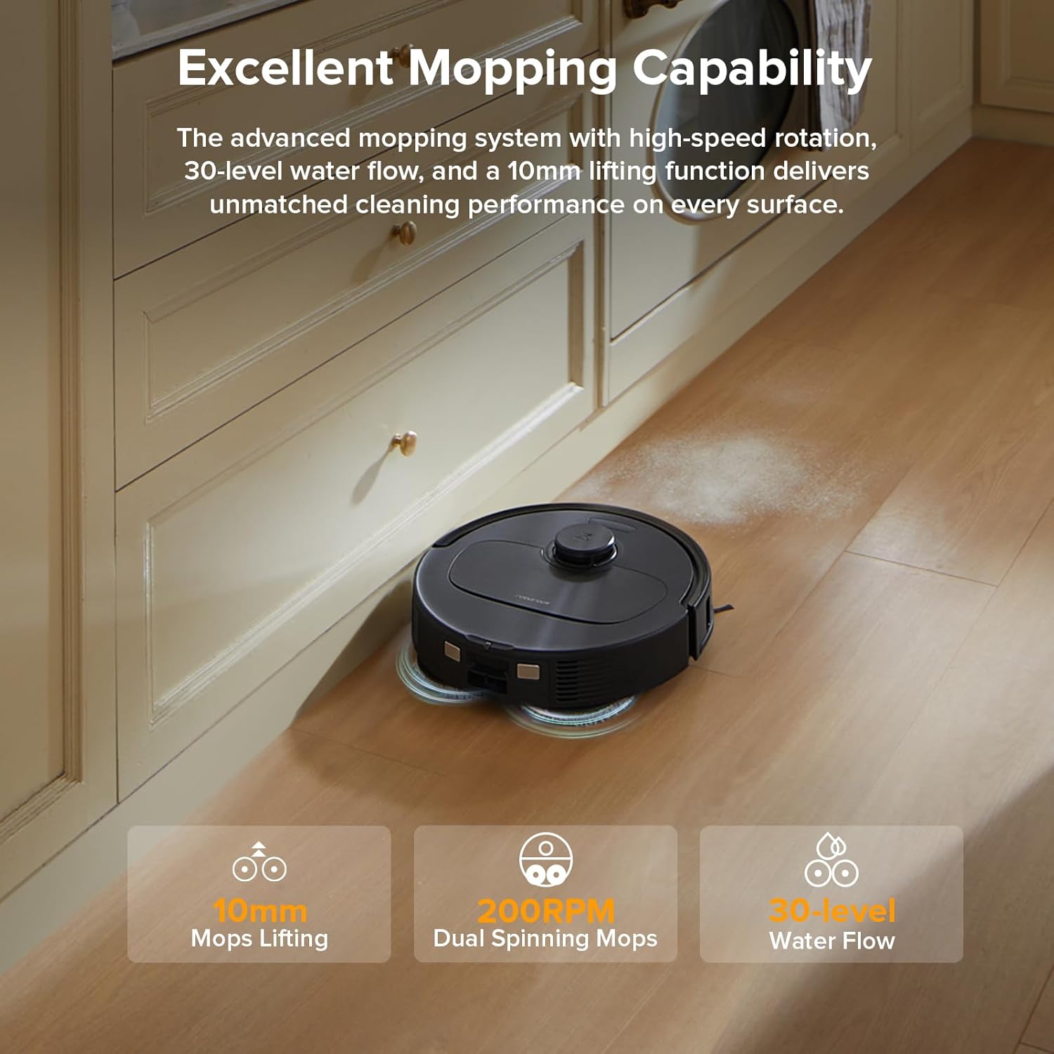 Roborock Qrevo Series Robot Vacuum & Mop - 8000Pa Suction, Smart Obstacle Avoidance, Auto Mop Washing, Black
