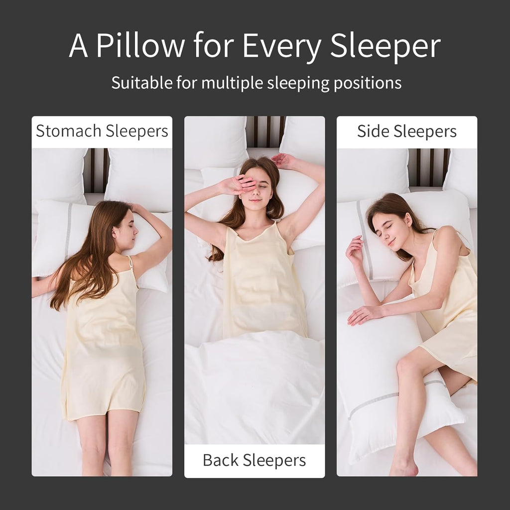 Skiennix Queen Size Bed Pillows Set of 4 - Medium Firm Cooling Pillows for Side & Back Sleepers | 20 x 28 Inches