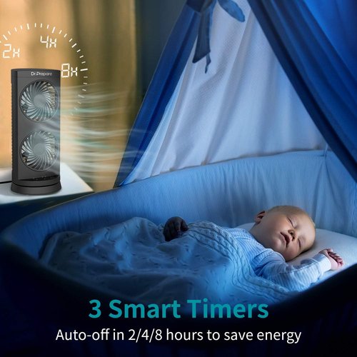 Dr. Prepare Tower Fan - Portable Oscillating Cooling Fan with 3-Speed Options & 110° Oscillation | 13 Inch for Bedroom & Office