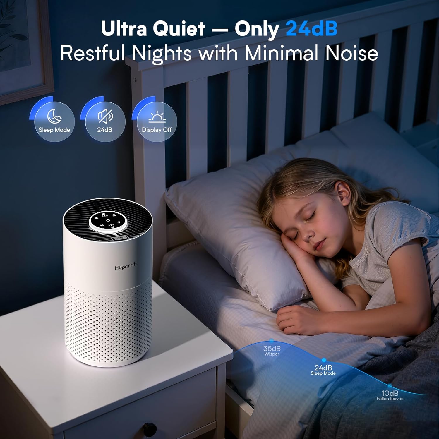**H14 True HEPA Air Purifier by Upgraded | 360° Air Intake, Quiet Operation, Covers 1280ft² - White**