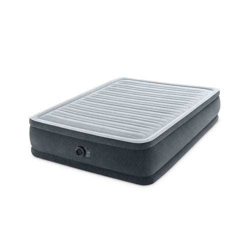 Intex Dura-Beam Deluxe Comfort-Plush Elevated: Fiber-Tech – Queen Size – Built-in Electric Pump – 18in Bed Height – 600lb Weight Capacity
