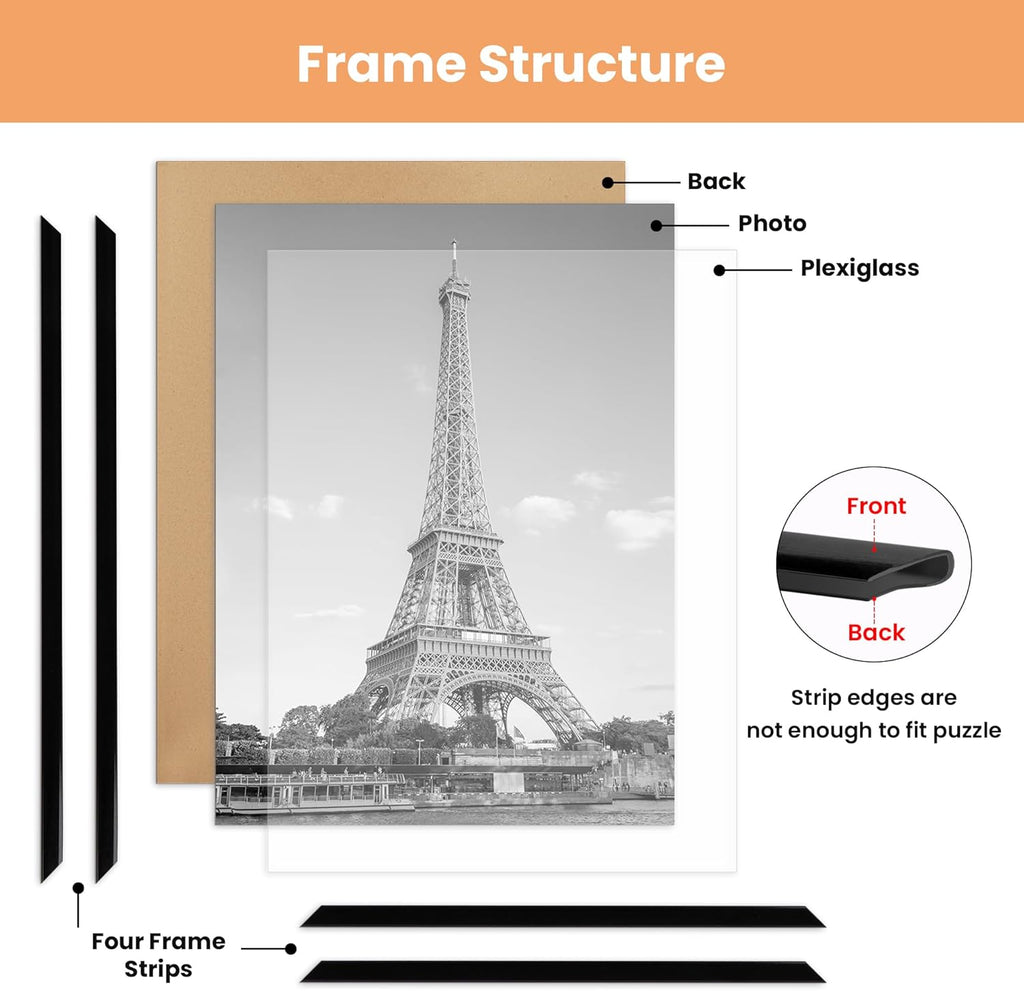 Upsimples 12x16 Picture Frame - Scratch-Proof Black Poster Frames for Photo Gallery | 3 Pack, Slide-In Strips