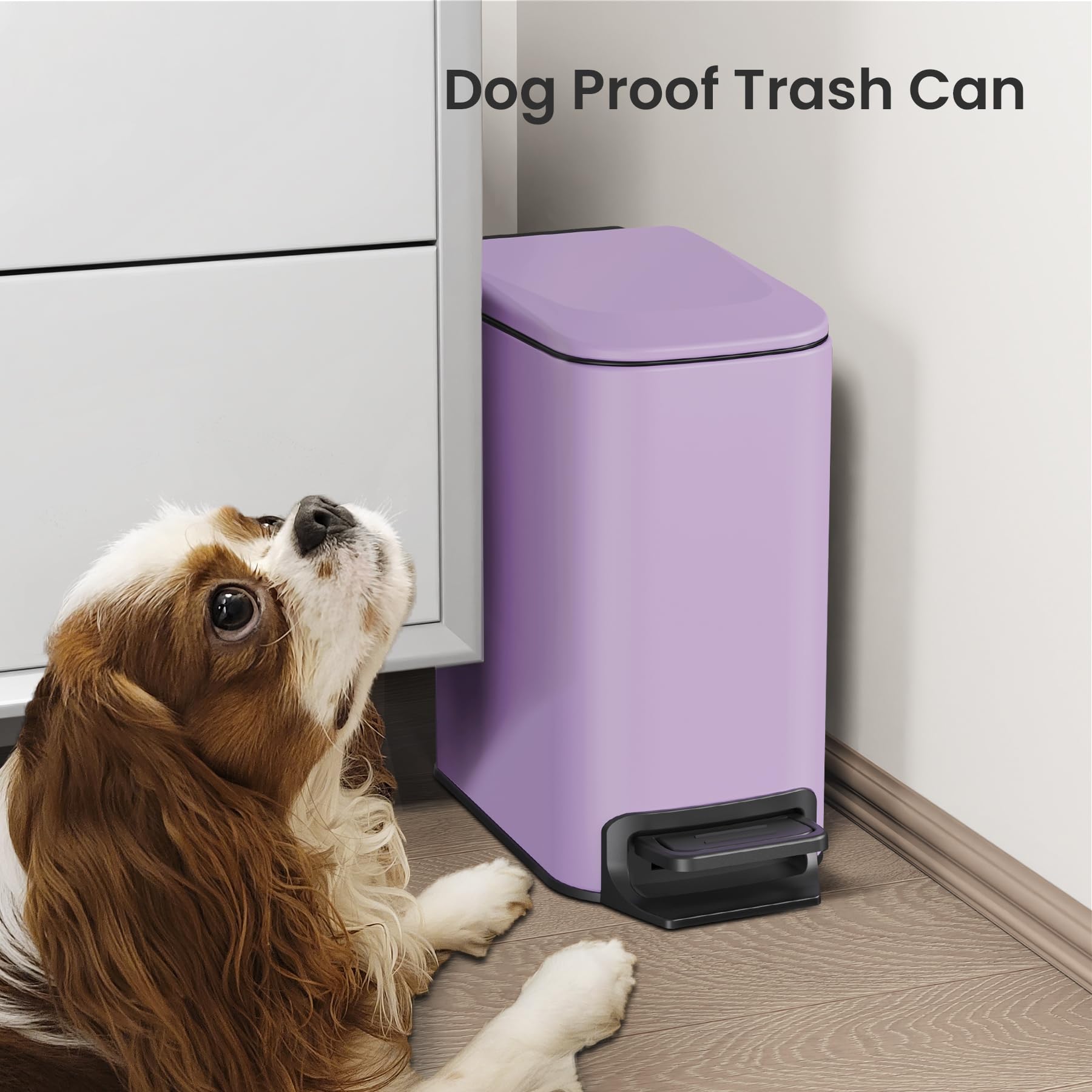 Cesun Small Bathroom Trash Can with Lid Soft Close, Step Pedal, 6 Liter / 1.6 Gallon Stainless Steel Garbage Can with Removable Inner Bucket, Anti-Fingerprint Finish (Purple)