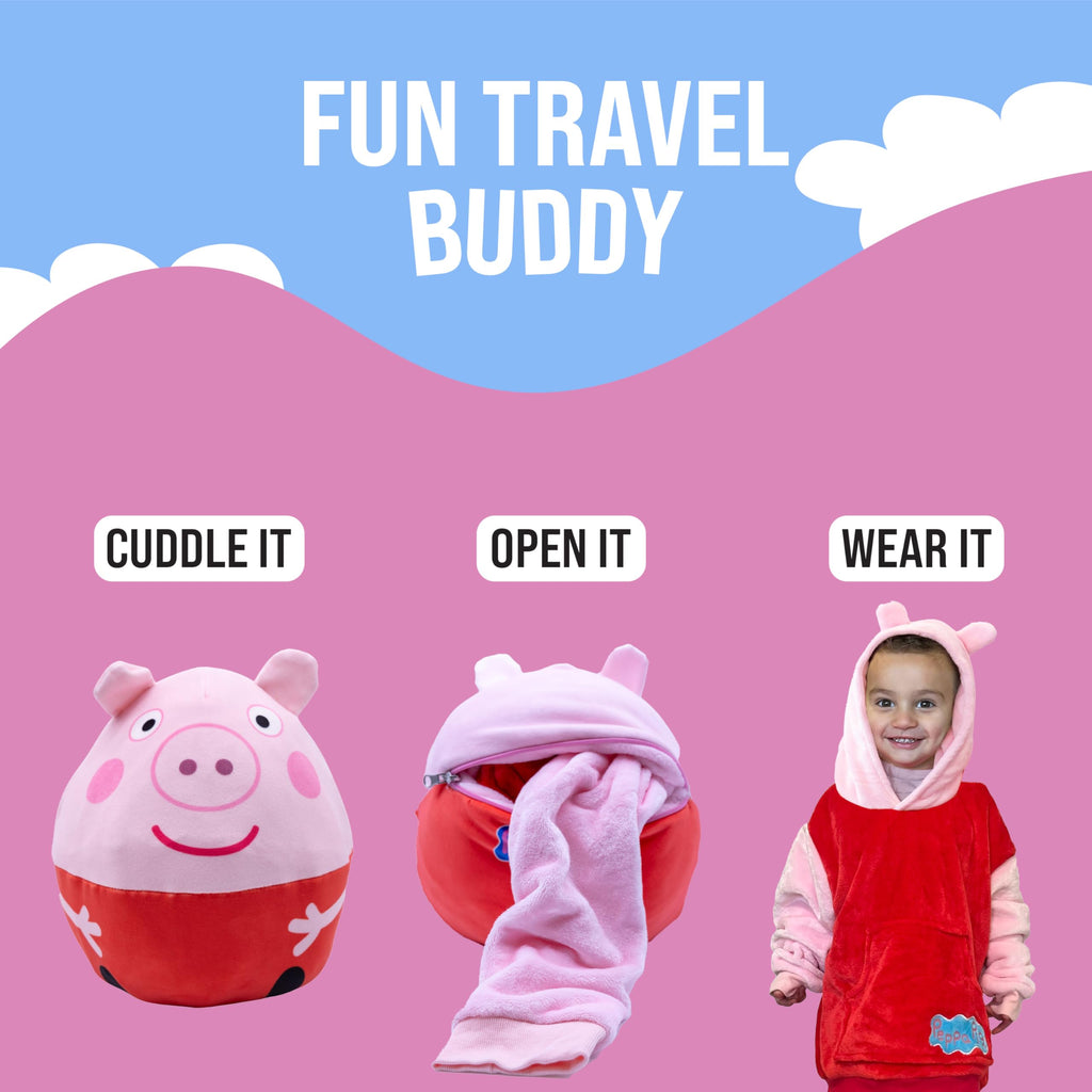 Plushible Peppa Pig Wearable Blanket Hoodie for Adults, Kids, and Toddlers, Cozy Snuggle Wrap, Pillow & Longsleeve Sweatshirt - Toddler