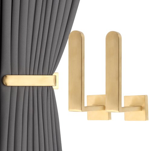 Groleca 2 Pack Metal Curtain Holdbacks Modern Curtain Tiebacks U Shaped Curtain Hooks for Wall Curtain Pull Backs Curtain Holders Curtain Tie Backs for Curtains (2, Gold)