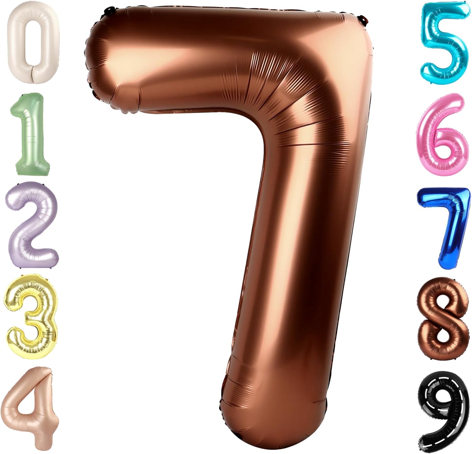 Skiennix 40-Inch Balloon Number 7 - Coffee Brown Birthday Decor for Engagements & Celebrations