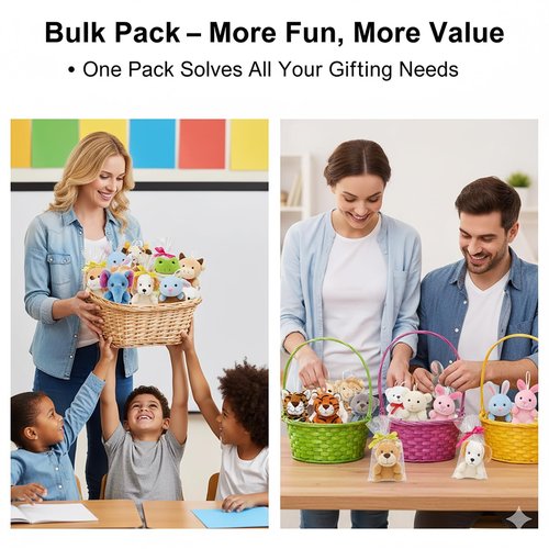 Yaliuliu Mini Stuffed Animals Bulk – 24 Pack Tiny Plushies Keychain for Kids, Small Animal Plush Toys for Classroom Rewards, Birthday Party Favors, Claw Machine, Easter, Halloween & Christmas Gifts