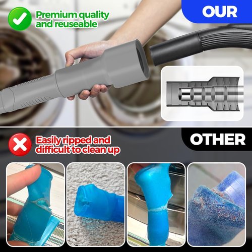 Holikme Dryer Vent Cleaner Kit - 2 Pieces Lint Vacuum Attachment & Flexible Brush | Grey