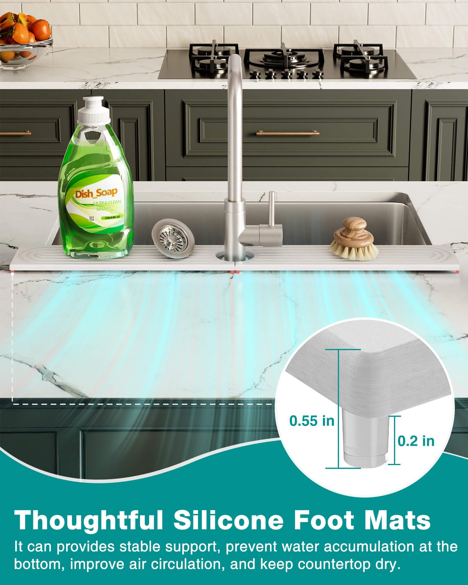 Stone Faucet Mat for Kitchen Sink, Diatomite Sink Protectors - Prevent Moisture Drying Stone Tray Fit Kitchen Counter & Bathroom Counter (White, 23.6" x 4")