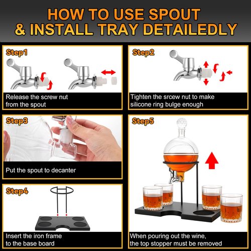 1000ml Basketball Whiskey Decanter Set for Men, with 4 Glasses, 2" Silicone Basketball 3D Ice Cube Mold, Tequila Liquor Bourbon Scotch Dispenser Gift for Dad Husband Boyfriend Birthday Valentine Gift