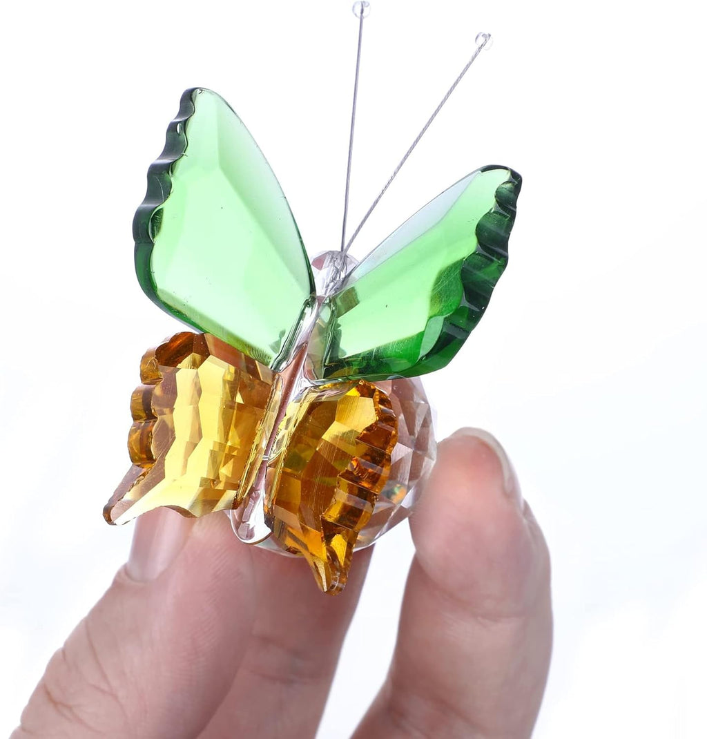 Skiennix Crystal Butterfly Figurines - Set of 4 Decorative Glass Butterflies | Perfect Christmas Gifts for Women (2.2 x 2 Inch)