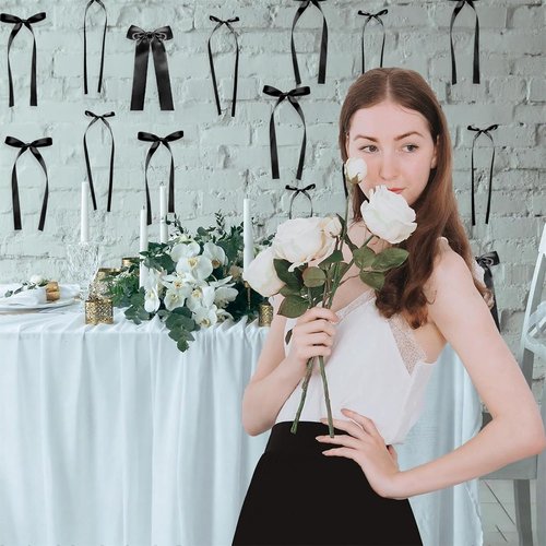Black Bow Birthday Decorations - 45Pcs DIY Ribbon Bow Wall Decor | Perfect for Parties & Girls' Rooms