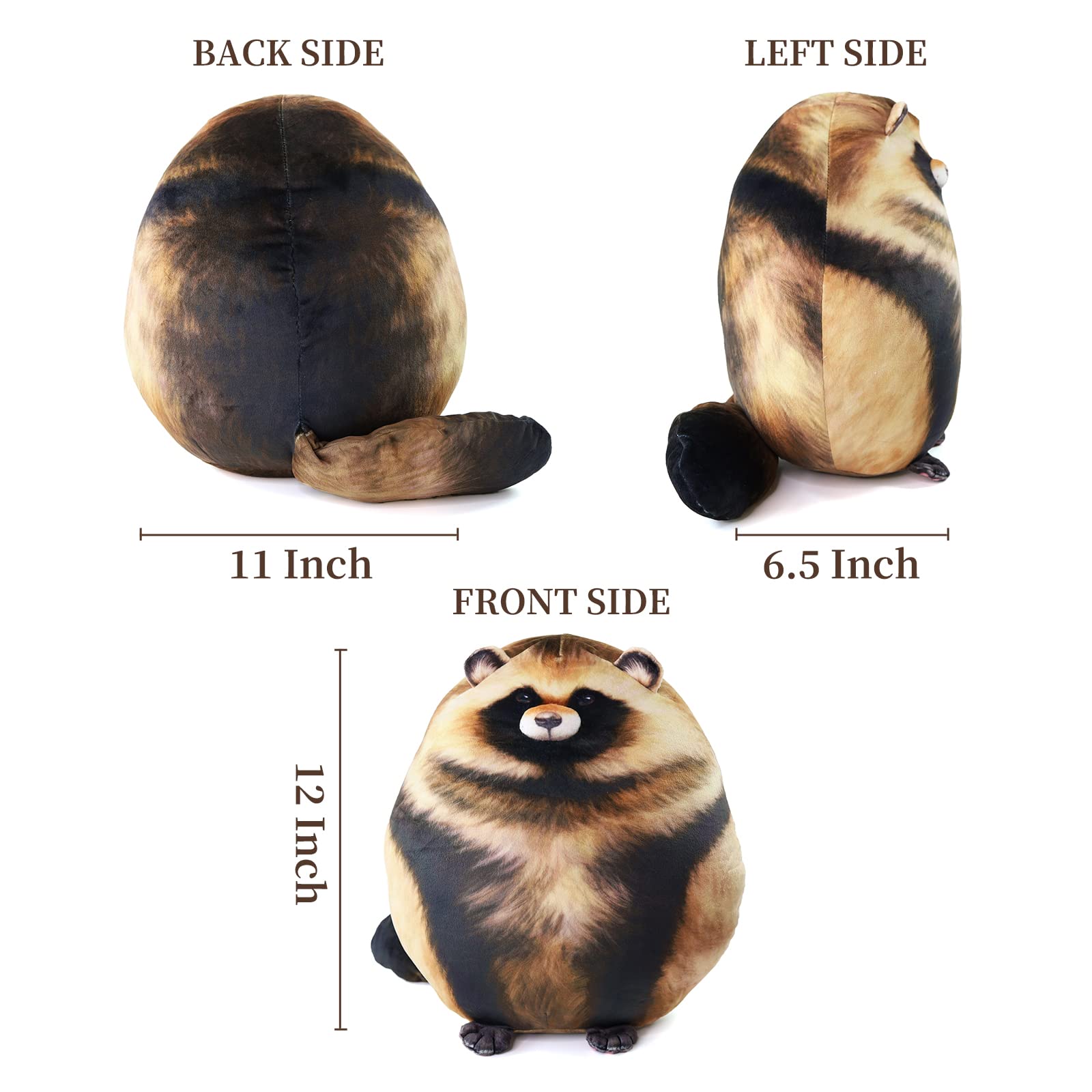 Raccoon Plush, 10" Raccoon Stuffed Animal, Cute Plushies for Girls, Soft Plush Pillow, Kitten Throw Pillow Doll Big Plush Toy Decoration Doll Gift for Kids Boys Birthday Christmas