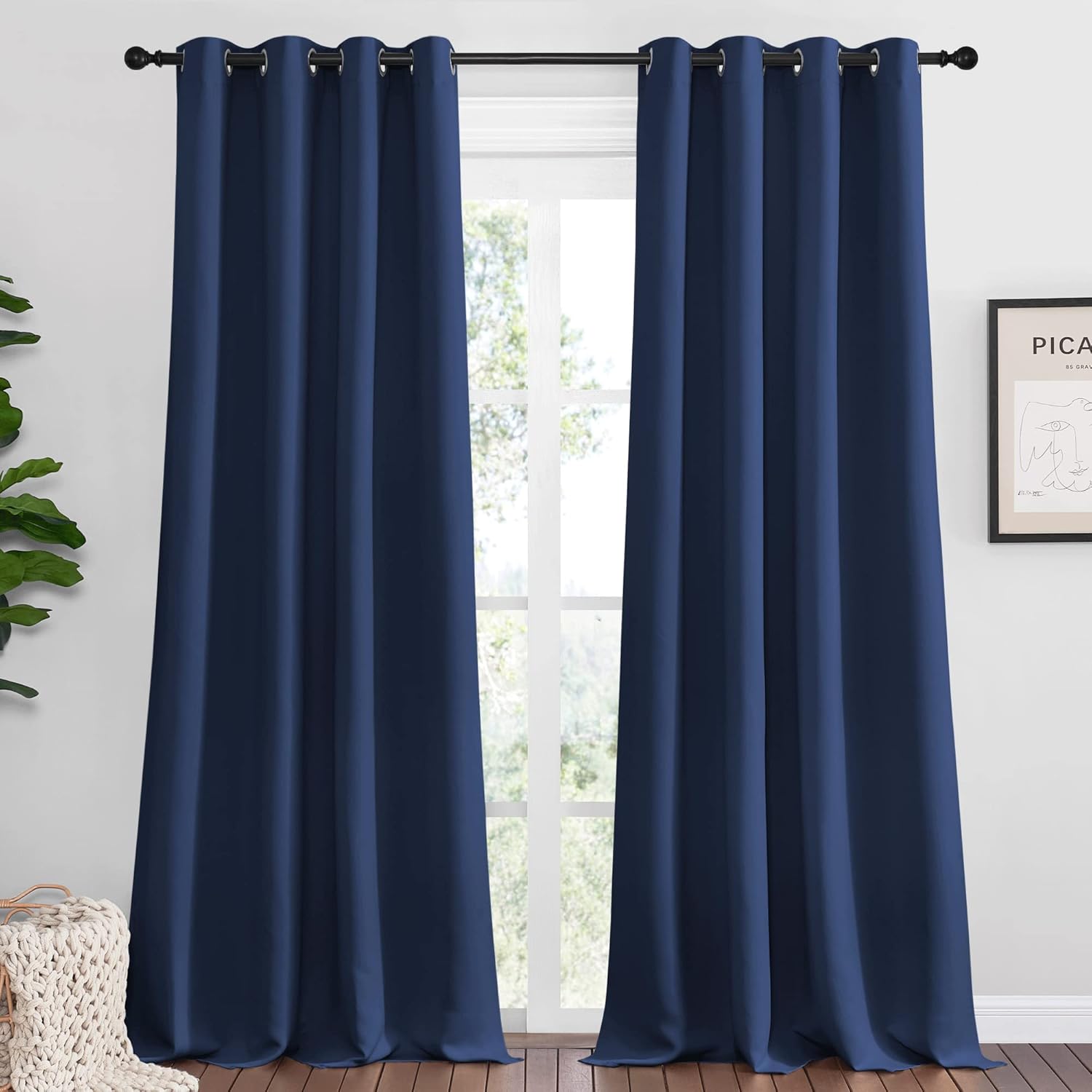 NICETOWN Navy Blackout Curtains - 108" Long Thermal Insulated Drapes | Set of 2 for Living Room & Kids' Bedroom