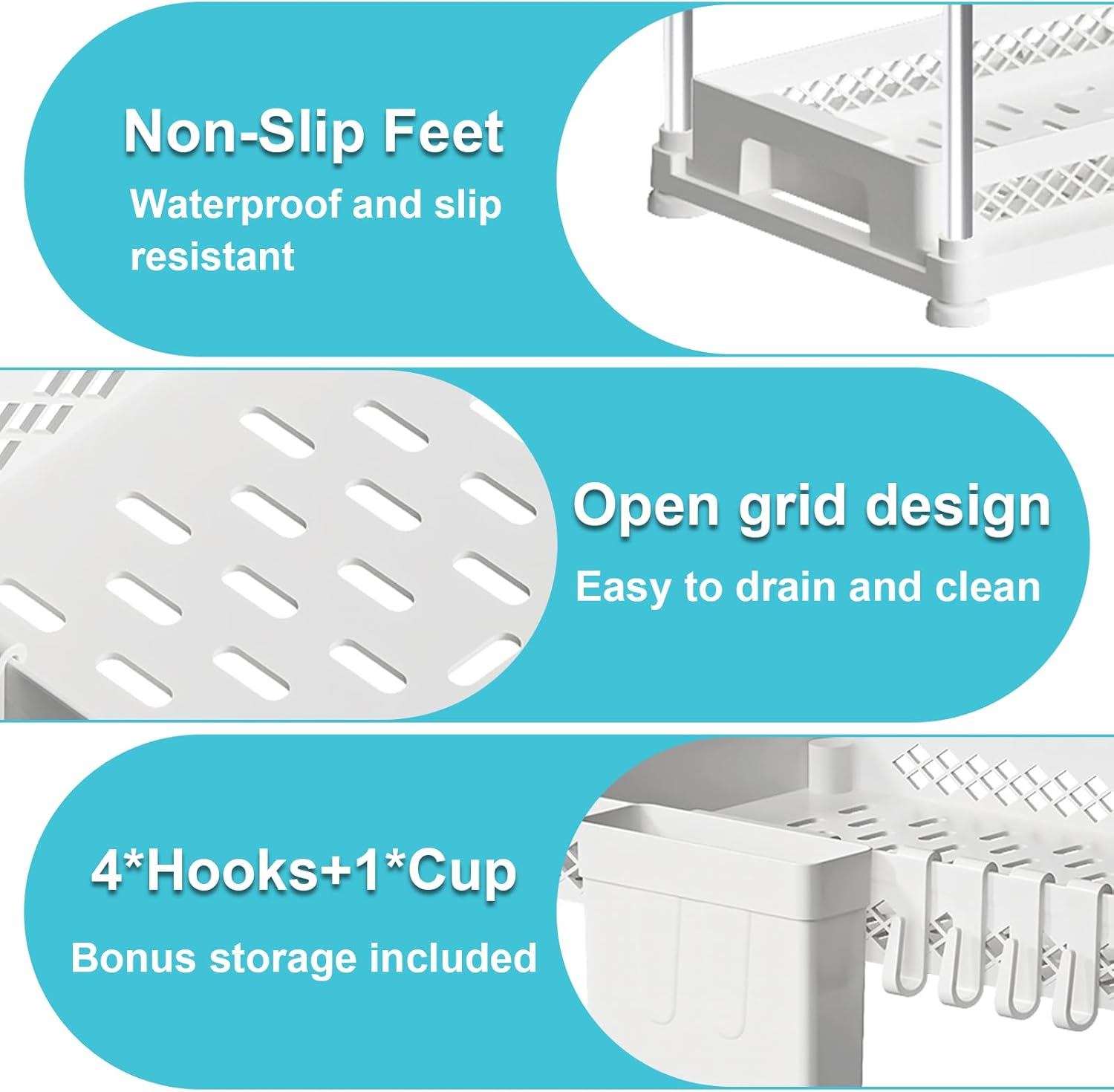 Under Kitchen Sink Organizer - 2-Tier Multi-Purpose Storage for Kitchen & Bathroom | White, 2 Pack