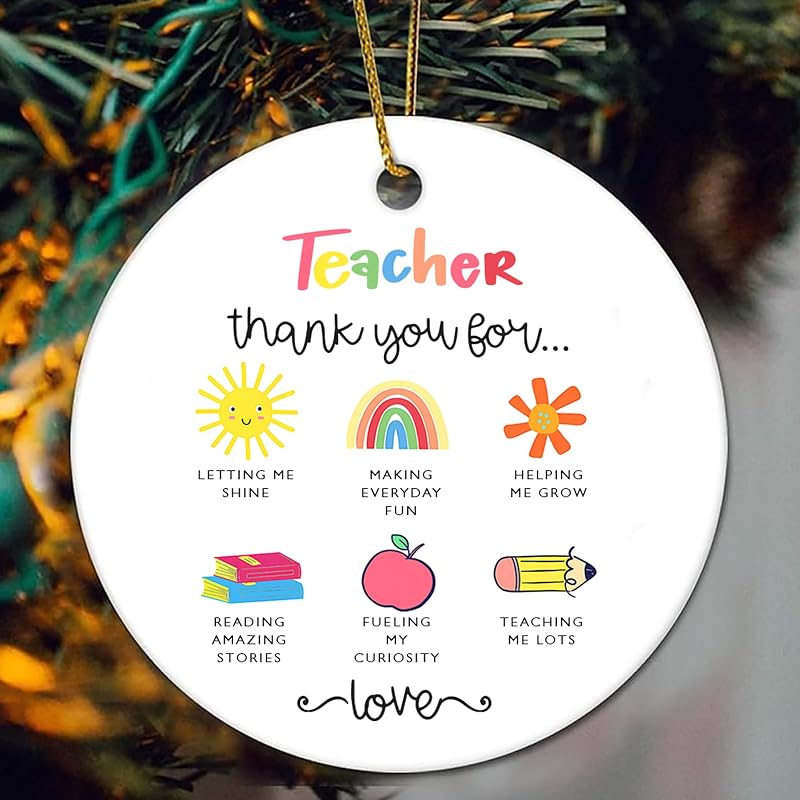 Teacher Appreciation Christmas Ornament 2026 H42 – Thank You Gift, Basswood & Acrylic