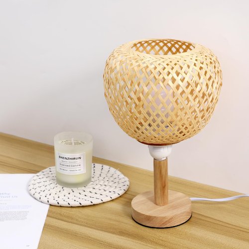 GANAZONO Woven Bamboo Lamp Shade 7.67X7.67X6.10In Rustic Pendant Light Cover Hanging Ceiling Light Lampshade for Home Decor Eye Protection Easy Installation
