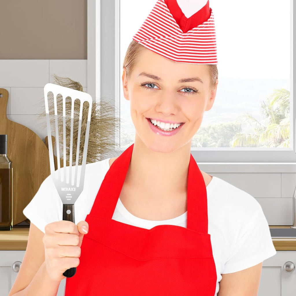 Skiennix Fish Spatula - Flexible Stainless Steel Turner for Flipping Eggs & Burgers | 2-Pack