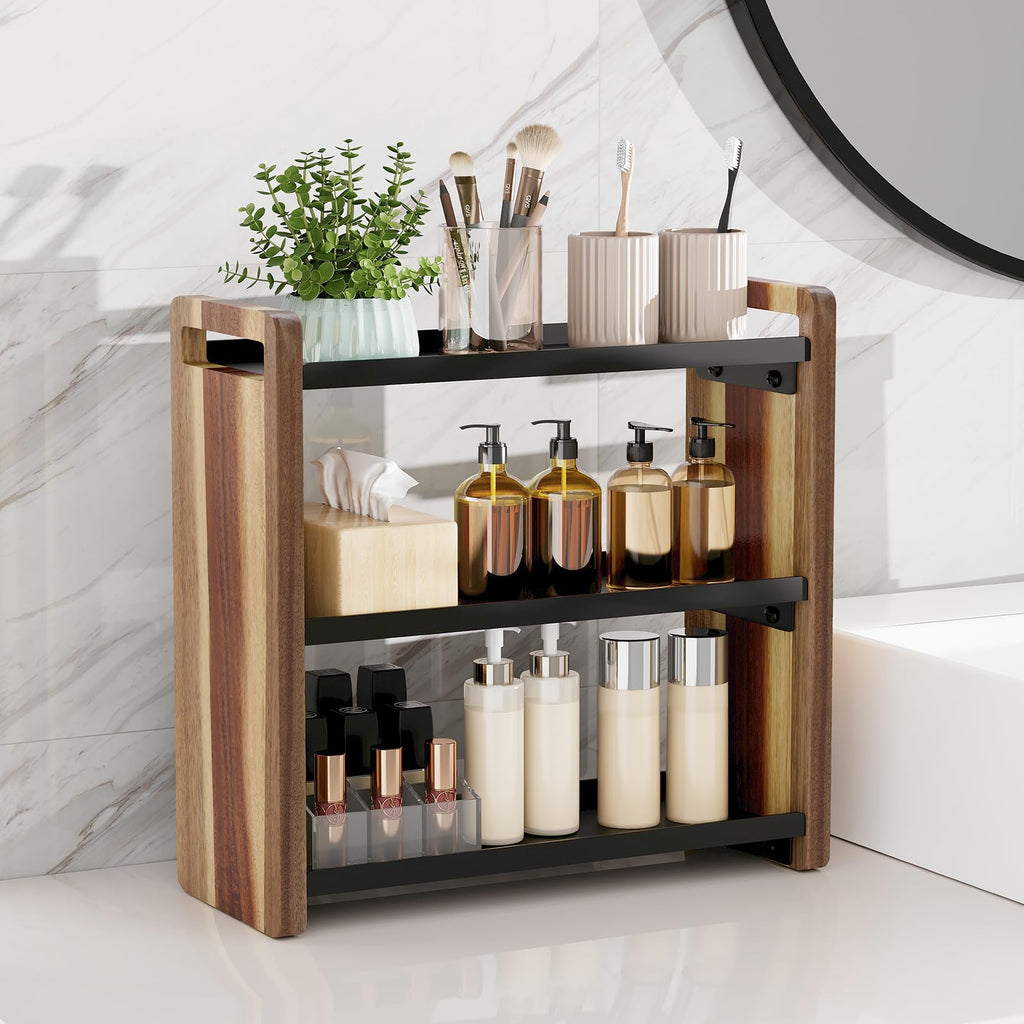 UJQSUN Bathroom Counter Organizer,Bathroom Counter Shelf,Bathroom Organizers,Under Sink Organizer,Cologne Organizer For Men,Cologne Cabinet,Spice Rack Organizer for Cabinet,Gifts(Brown 3 Tier)