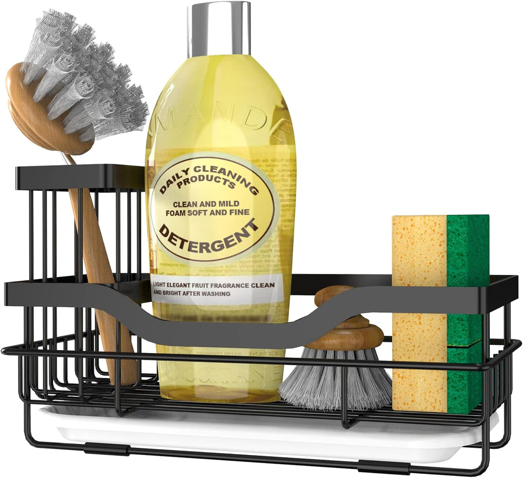 Skiennix Sponge Holder - Multifunctional Rustproof Kitchen Caddy with Detachable Brush Holder & Drain Tray | Sink Organizer