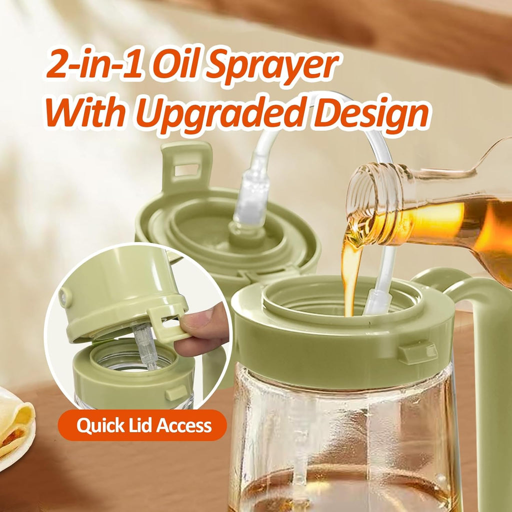 YARRAMATE Oil Sprayer - 16oz Easy Refillable Glass Dispenser for Cooking | Food-Grade Design (Green)