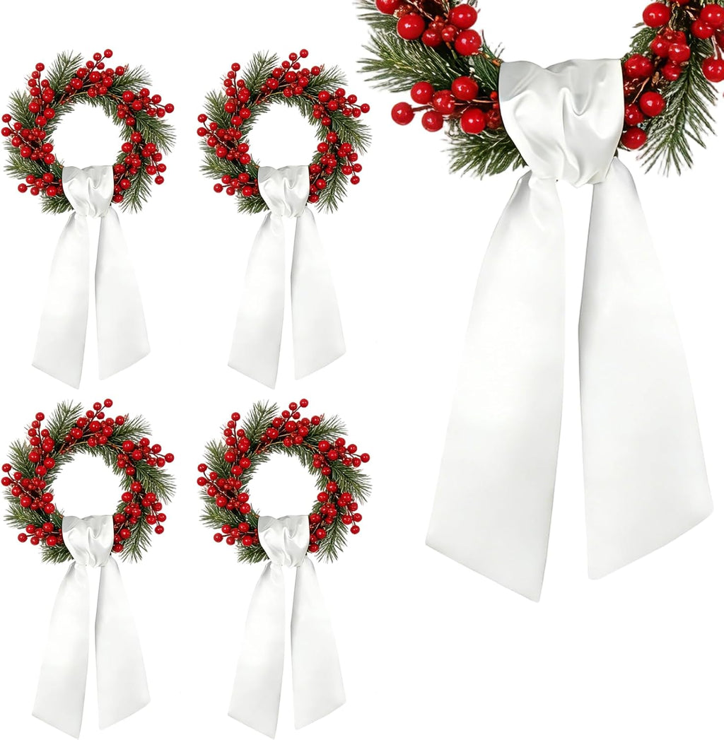 Regine Switzerland White Wreath Sash - 4 Pcs 4.5'' x 56'' Blank for Holiday Outdoor Decor