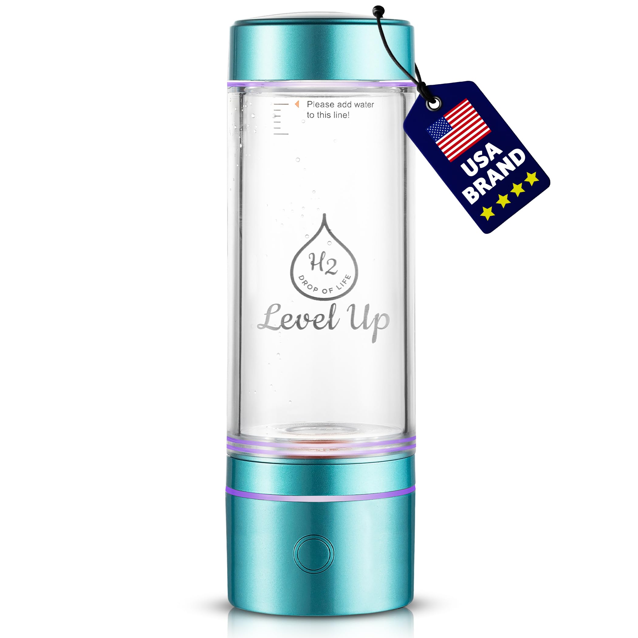 LevelUpWay - Improved Hydrogen Water Bottle Generator – Up to 4000 PPB Pure Hydrogen Water – Dual Chamber SPE PEM Technology – Blue – Enhanced Hydration Solution