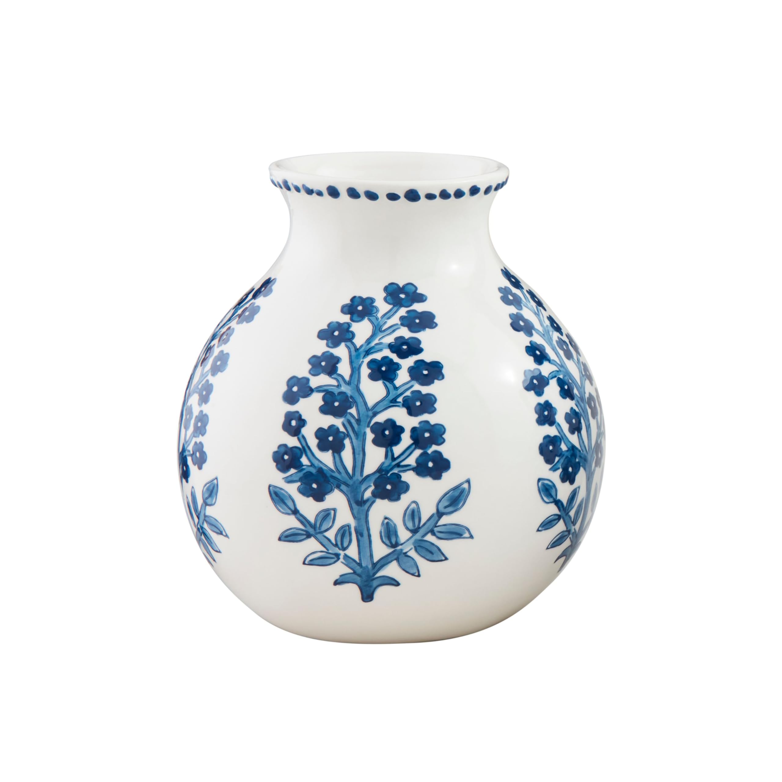 Mud Pie Bloom Block Print Flower Vase, 8"x 7"