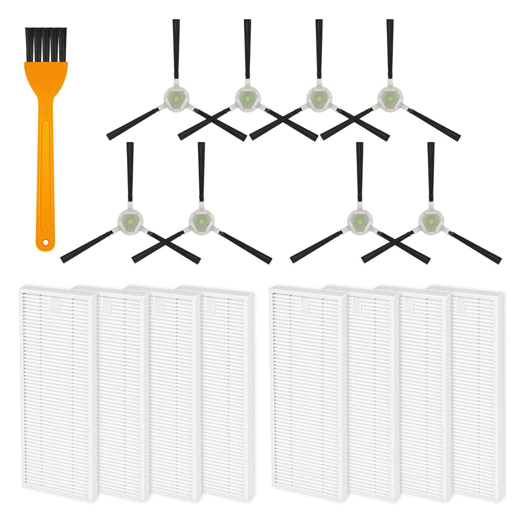 Replacement Parts Compatible for Lefant M210S M210B M213, for OKP Life K2 K3 K3A K4 K5 Robot Vacuum 8 Side Brushes 8 HEPA Filters, 5.0 * 1.9 Inch