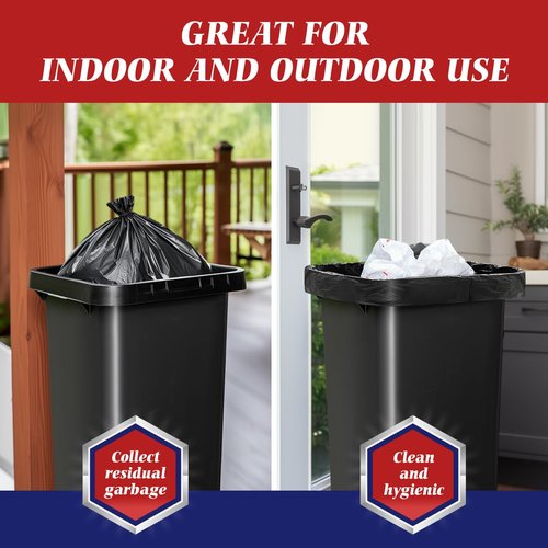 Teivio Large Black Trash Bags 64-65 Gallon 16 Counts Industrial Sturdy Garbage Bags, Extra Large Lawn and Leaf Bags Outdoor Commercial Trash Can Liner for Construction Sites, Workshops, Backyard